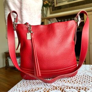 Coach vintage legacy leather slim duffle convertible #G04S-1427 dark red- purse